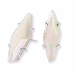 Kendra Scott Belinda Stud Earrings Iridescent White Agate NWT